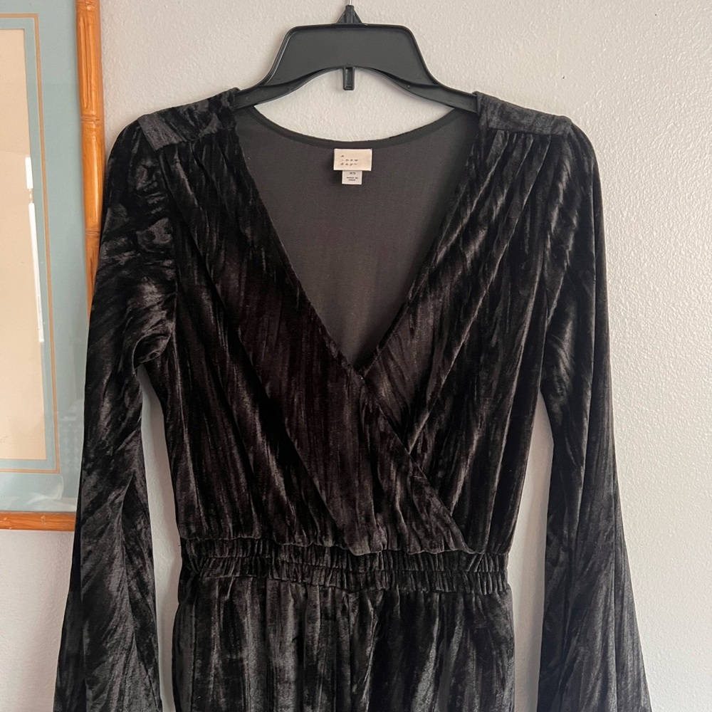 a new day Black Velvet Jumpsuit